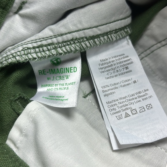 J. Crew Cotton Camp Pant Women’s Size 12 Patch Pockets Tapered Leg Casual Green - Picture 12 of 13